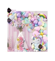 2 Yaş Karakterli Unicorn Temalı Iyi Ki Doğdun Makaron Balon Doğum Günü Parti Kutlama Seti