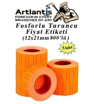 Fiyat Etiketi Turuncu 800'lü 5 Paket 12x21mm Fosforlu Turuncu Fiyat Etiketi Mx-5500 M5500 Hg979 Motex Etiket Makinesi Yedeği