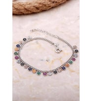 Gurmet Mix Taşlı Rodyumlu Gümüş Bileklik 3982