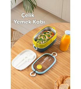 İki Katlı Paslanmaz Çelik Vakumlu Lunch Box