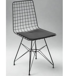 Siyah Çelik Tel Sandalye Minderli Ikili Set (44x42x85 Cm)