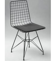 Siyah Çelik Tel Sandalye Minderli Ikili Set (44x42x85 Cm)