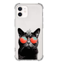 PrintiFy Apple iPhone 12 Mini Uyumlu Kedi 3 Baskılı Şeffaf Köşe Korumalı Antişok Kılıf