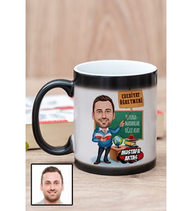 Erkek Edebiyat Öğretmenine Hediye Karikatürlü Sihirli Kupa Bardak