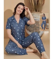 Boyraz Kadın Milan Boydan Düğmeli Kısa Kol Füme İnce Pijama Takımı 11033 - 1 Adet