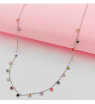 SIRALI RENKLİ 925 AYAR GÜMÜŞ KOLYE