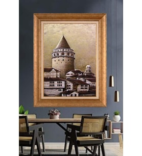 Altın Varaklı  Çerçeveli Paspartulu Tablo ndd735 (Gold)