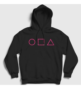 Presmono Unisex Beyaz Purple Symbols Squid Game Kapüşonlu Sweatshirt 261309tt (Siyah)