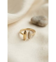 Gold Renk Oval Uçlu Çift Taraflı Açık Kadın Yüzük TJ-BYK4254