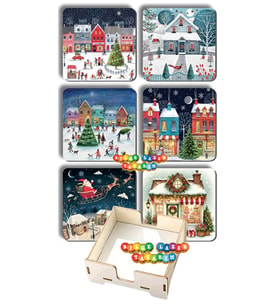 BİLGE tasarım Noel Yılbaşı Ahşap Bardak Altlığı - 6 lı set Set AHŞAP ÖZEL TASARIM KUTULU