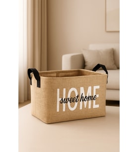 Home Baskılı Jüt Çamaşır Kirli Oyuncak Sepeti 25x18x14 (Standart)