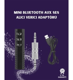 Bluetooth Aux Adaptör 3.5Mm Ses Girişi İçin Kablosuz Dönüştürücü, 10M Menzil