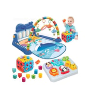 Piyanolu Bebek Oyun Halısı Aynalı Müzikli Işıklı + 3d Hayvanlar Bultak + Kare Bultak Eğitici Set
