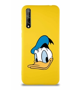Huawei P Smart S Soft Premier Kapak Donald Duck-B Tasarımlı Silikon Kılıf - Sarı (Şeffaf)