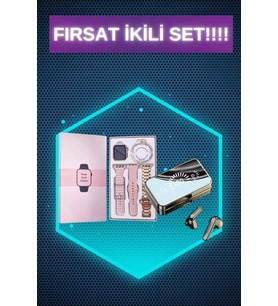 Bileklikli Amoled Ekran Akıllı Saat Dijital Göstergeli Kablosuz Bluetooth Kulaklık Anc/ Enc