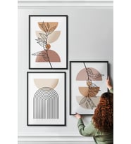 Çerçeveli Tablo Modern Sanatsal  Dekorasyon Ev Dekoru Üçlü Çerçeve Abstract ÖZC-448 (Siyah)