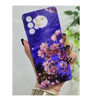 Samsung Galaxy A33 Uyumlu Sanatsal Manzaralı Pembe Çiçekler Desenli Şeffaf Telefon Kılıfı