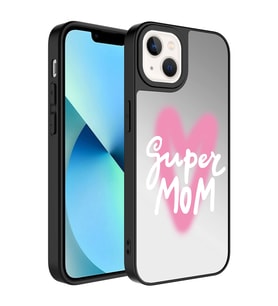 Apple iPhone 13 Kılıf Aynalı Desenli Kamera Korumalı Parlak Zore Mirror Kılıf Süper Anne