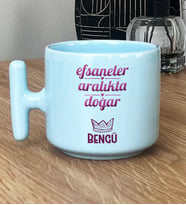 Kişiye Özel Yay Oğlak Burcu Hediye Pastel T Kupa Doğum Günü Hediyesi (Mavi)