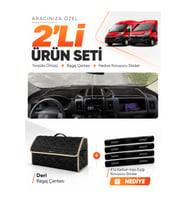 e-biz CİTROEN JUMPER (2006-2024) Uyumlu Torpido Örtüsü + Deri Bagaj Çantası Seti - Siyah-Bej - CI006
