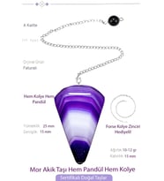 Sertifikalı Mor Akik Taşı Pandül Sarkaç Hem Pandül - Hem Kolye (Çok Renkli)