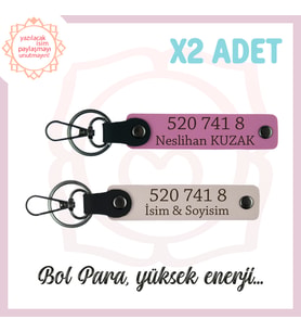 Pudra- Pembe, Kişisel Enerji Dolu, Sevdiklerinize Hediye 520 741 8 Kodlu İsme Özel 2'li Anahtarlık (Çok Renkli)