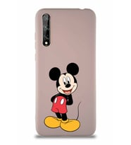 Huawei P Smart S Soft Premier Kapak Mickey Mouse-B Tasarımlı Silikon Kılıf - Pudra (Şeffaf)