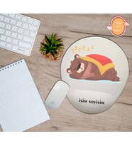 Kişiye Özel Uykucu Bozayı Temalı Bilek Destekli Mouse Pad