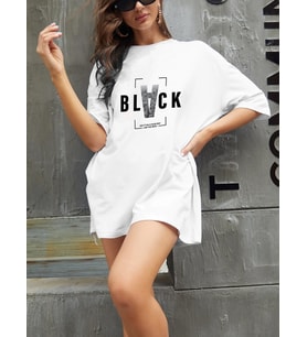 Black Baskılı Tasarım Tshirt (A.Beyaz)