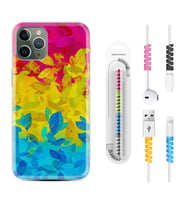 Apple iPhone 11 12 13 14 Pro Max Kılıf Kablo Koruma Spiral Silikon Yapraklar 1634