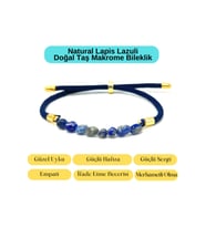Sertifikalı Natural Lapis Lazuli Doğal Taş Makrome Bileklik Ayarlanabilir Ölçü