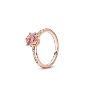 Şeffaf Işıltılı Taç Tektaş Yüzük Rose