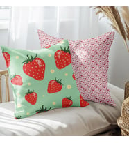 eJOYA Çilek Tasarımlı 2'li Yastık İçi Ve Kırlent Kılıfı 45cm 113534