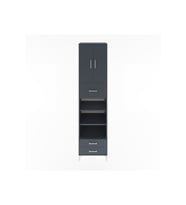 Hyperion Dolap 5 Raflı 3 Çekmeceli 2 Kapaklı 60x44x243 Antrasit-Antrasit