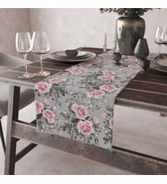 Alkanhomes Gül Desenli Lazer Kesimli Dijital Baskılı Dekoratif Runner