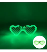 Yeşil LED Işıklı Kalp Gözlük – 3 Modlu Parti & Glow Gözlüğü