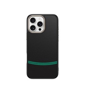 Lexroo iPhone 16 Pro Kılıf M-safe Şarj Özellikli Karbon Fiber Görünümlü Antina Kılıf - Siyah-Yeşil