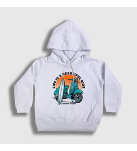 Presmono Unisex Çocuk Beyaz Summer Lambretta Motorsiklet Scooter Kapüşonlu Sweatshirt 444572tt
