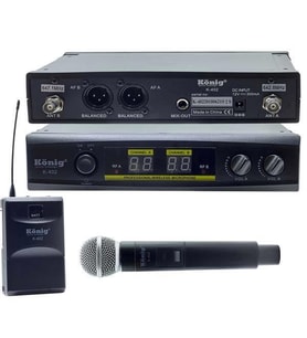 König K-402 El+Yaka İki Kanal Uhf Telsiz Mikrofon