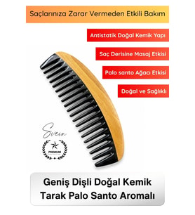 #Tarak El Yapımı Geniş Dişli Doğal Kemik Tarak Palo Santo Aromalı Antistatik Saç Bakım Tarağı Kıvırc