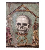 Pompeii'den Memento Mori Mozaiği Tablo Ahşap Poster Dekoratif