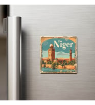 Nijer Niger - Posta Pulu Temalı Ülke - Baskılı Buzdolap Magneti Kare - 9x9 cm