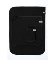 Siyah Microwell 3 Prç Set Microfiber Bulaşık Kurutma Matı 3'lü Mutfak Seti Kurulama Bezi Örtüsü