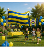 Fener FB Sarı Lacivert Bayrak Folyo Balon 71x50 CM Taraftar Parti Dekorasyonu