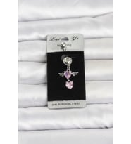 316L Cerrahi Çelik Pembe Zirkon Taşlı Kanat Model Göbek Piercing