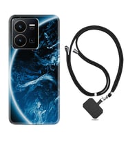 Vivo Y35 Kılıf Silikon Boyun Askılı İpli Desenli Silikon Blue Planet 1610