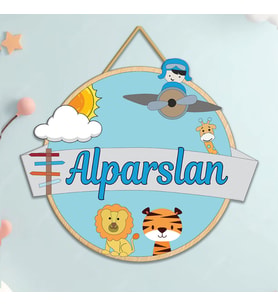 Kişiye Özel Ahşap Bebek Kapı Süsü, Bebek ve Çocuk Odası (UÇAK ) 3