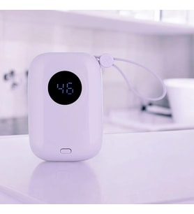 Kişiye Özel Dijital Ekranlı Şarj Göstergesi Powerbank 10000 Mah Mor