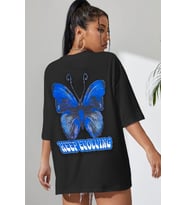 Unisex Butterfly Baskılı T-shirt (Siyah)