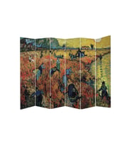 Stellastore Vincent Van Gogh Red Vineyards 6 Kanatlı Oda Bölücü Çift Taraflı Kanvas Paravan